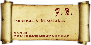 Ferencsik Nikoletta névjegykártya